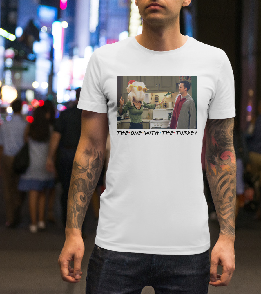 The One With The Turkey Glasses Santa Hat T-Shirt