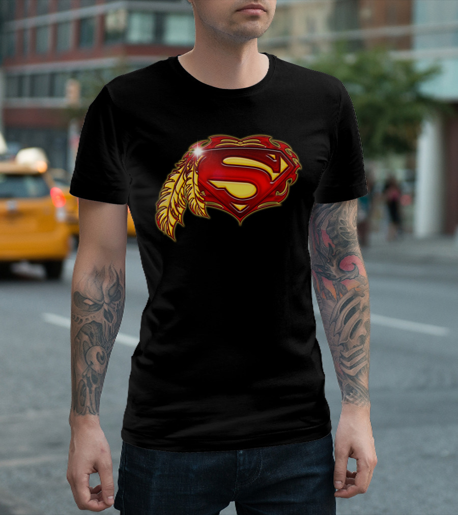 Superman Logo With Native Feather T-Shirt