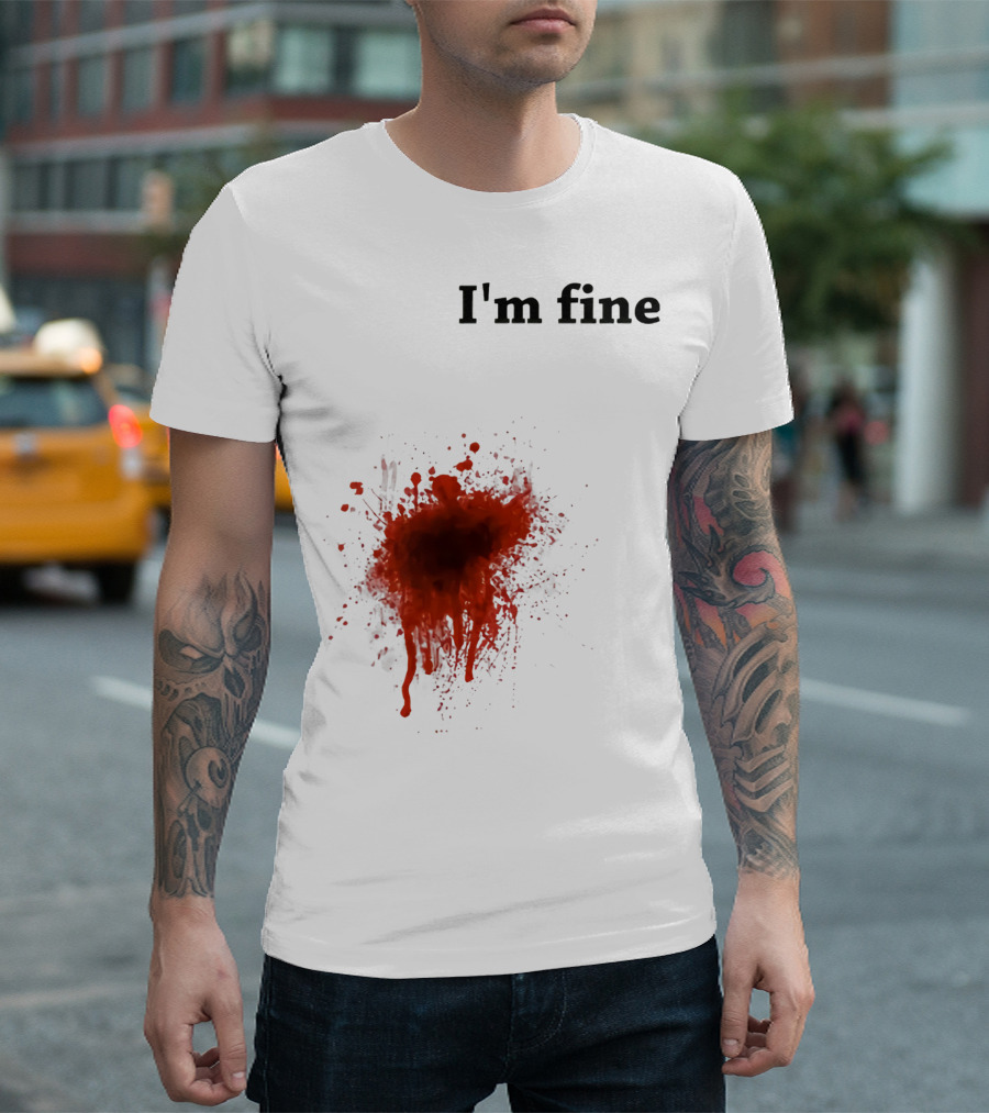 I'm Fine Bloody Zombie Bite Scary Halloween T-Shirt
