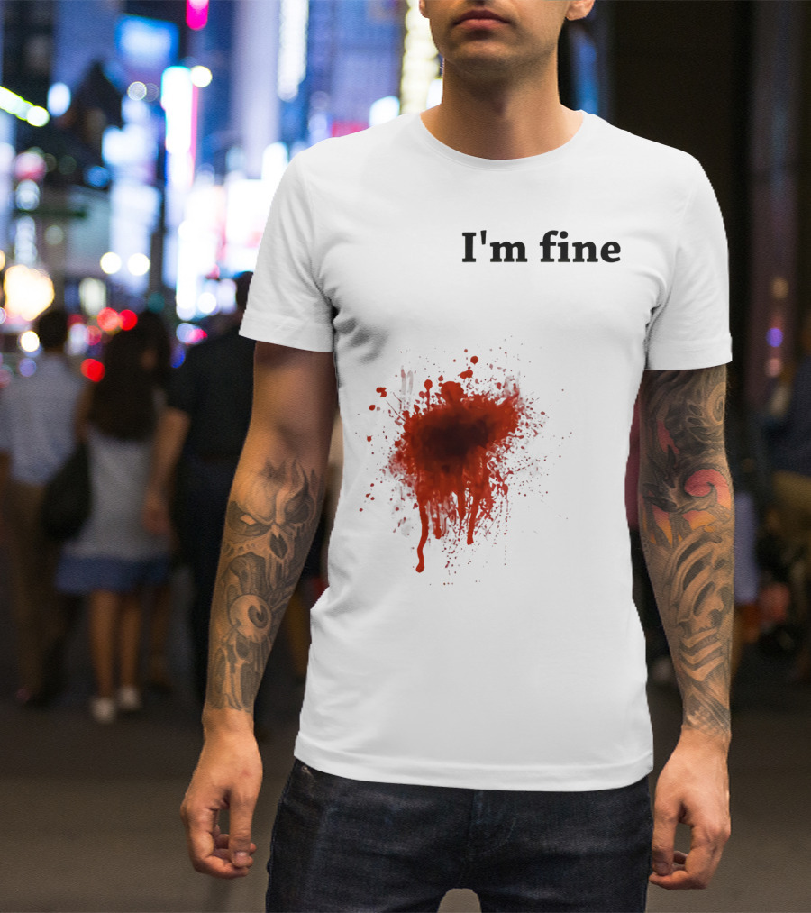 I'm Fine Bloody Zombie Bite Scary Halloween T-Shirt