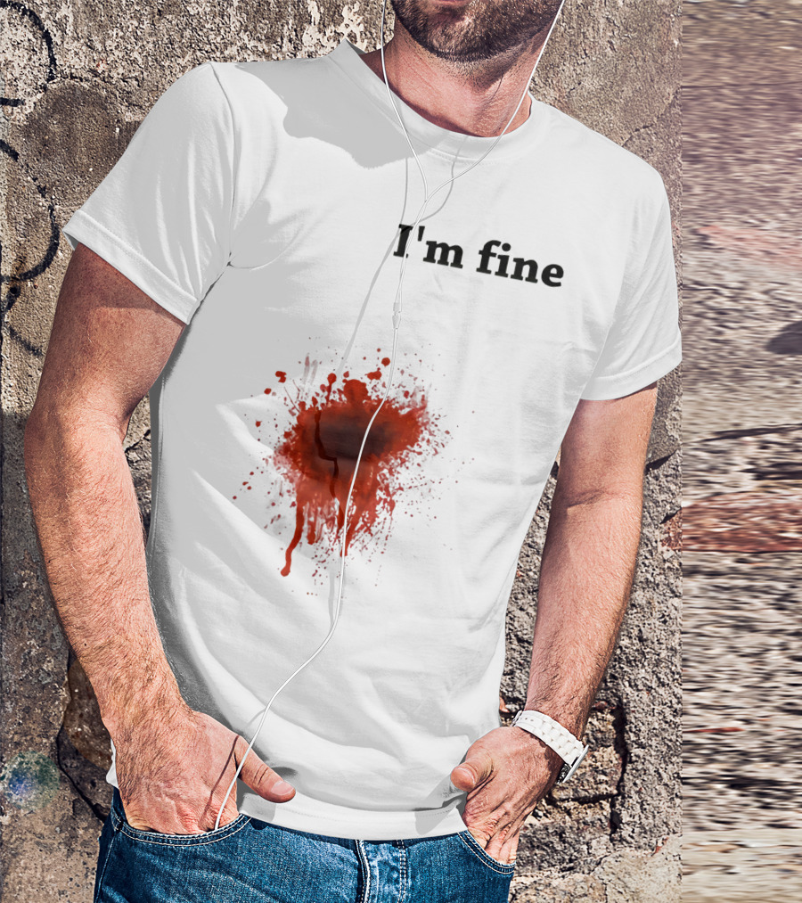 I'm Fine Bloody Zombie Bite Scary Halloween T-Shirt