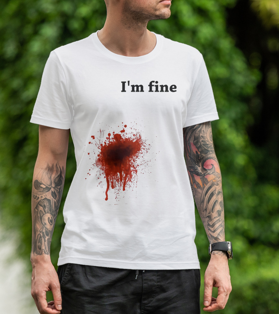 I'm Fine Bloody Zombie Bite Scary Halloween T-Shirt