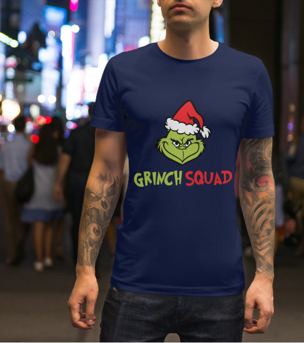 Grinch Squad Merry Christmas Santa Hat T-Shirt