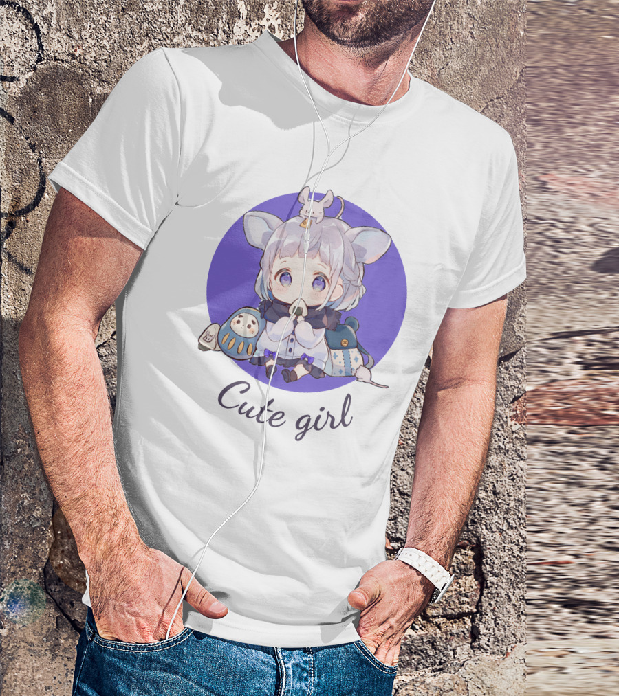 Cute Girl Adorable Anime Mouse Ears With Animal Companions T-Shirt
