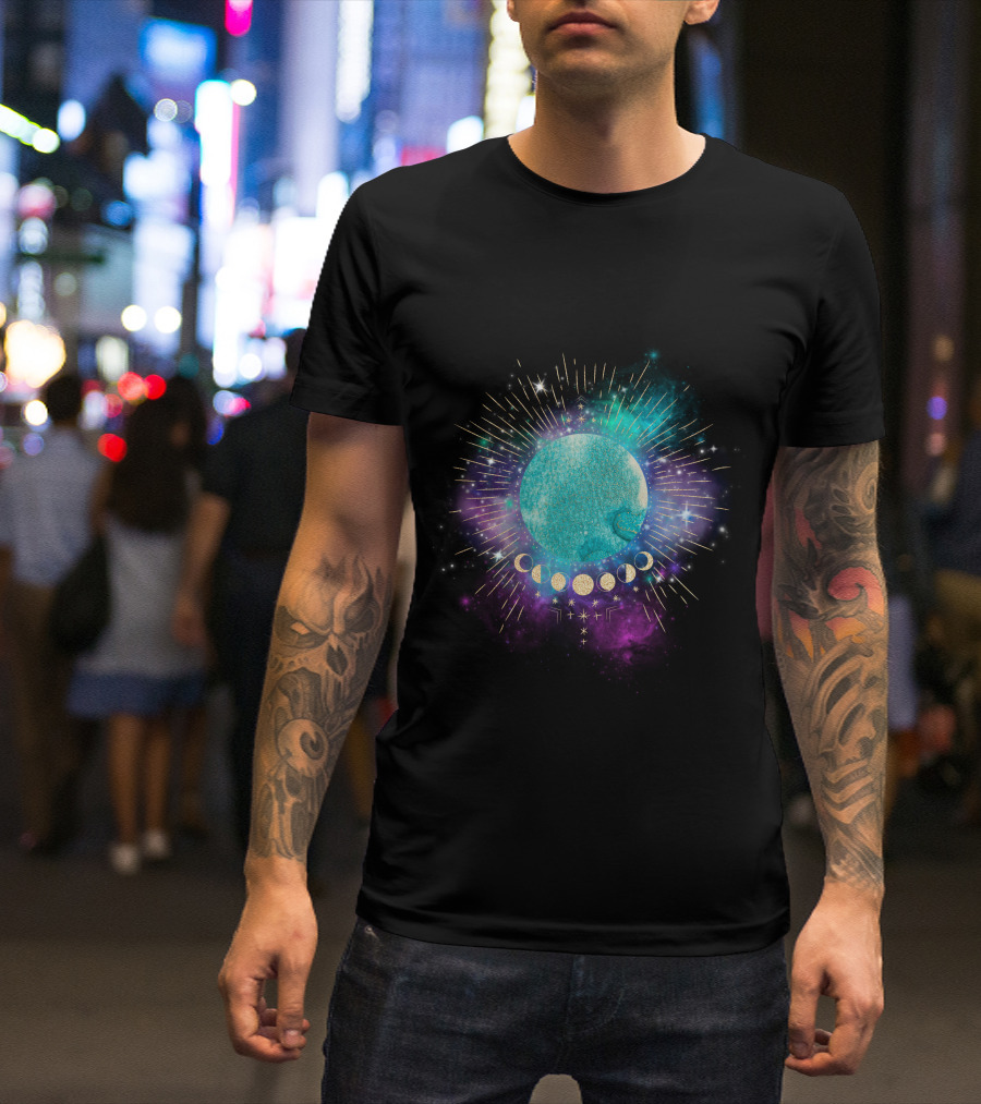 Miracle Planet Celestial Cosmic Phases With Stars And Galaxy Elements T-Shirt