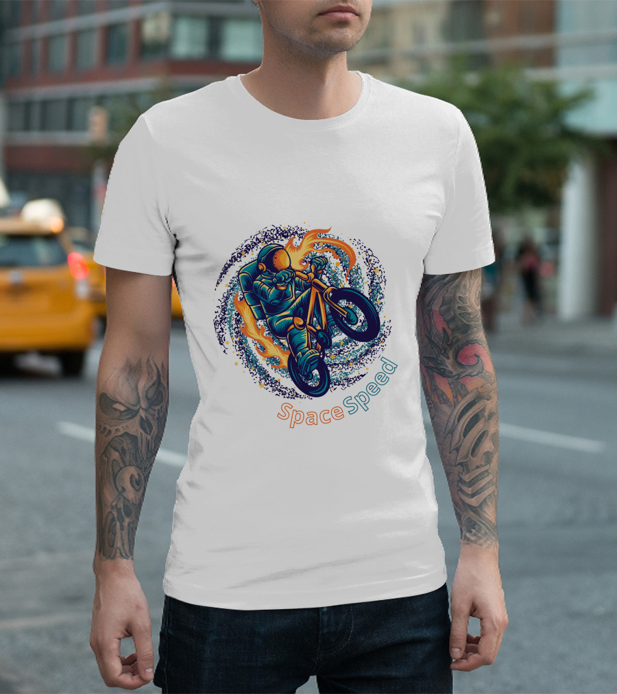 Space Speed Galactic Cyclist Adventure T-Shirt
