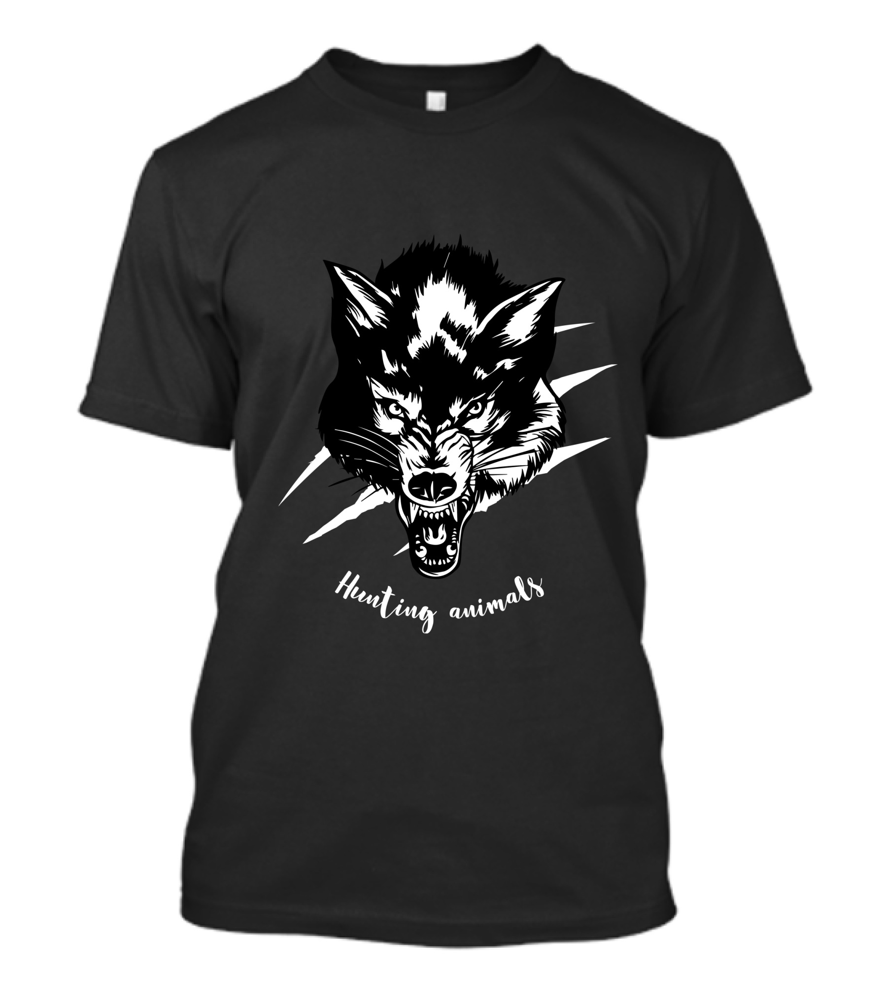 Hunting Animals Fierce Wolf Head With Claw Marks T-Shirt