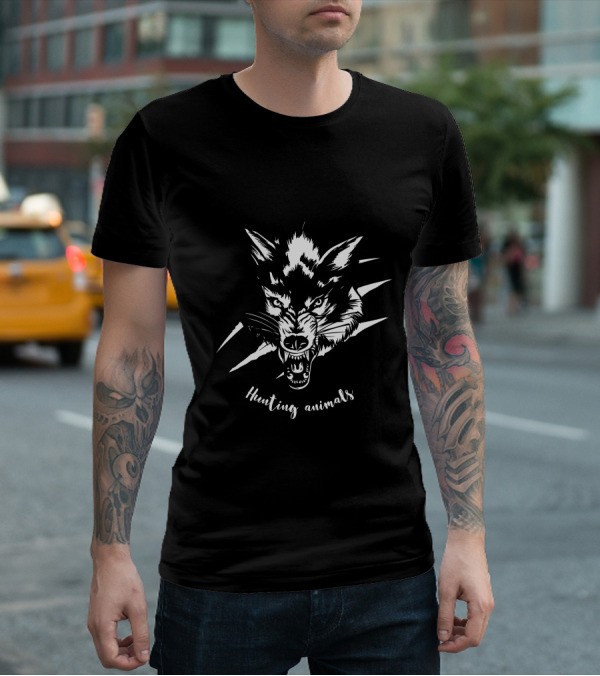 Hunting Animals Fierce Wolf Head With Claw Marks T-Shirt