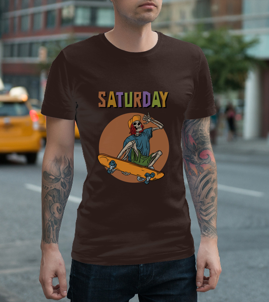 SATURDAY Skeleton Skateboarder Vibe T-Shirt