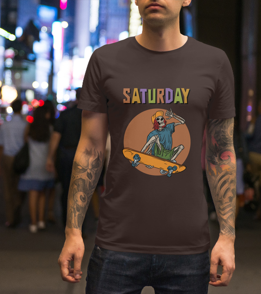SATURDAY Skeleton Skateboarder Vibe T-Shirt
