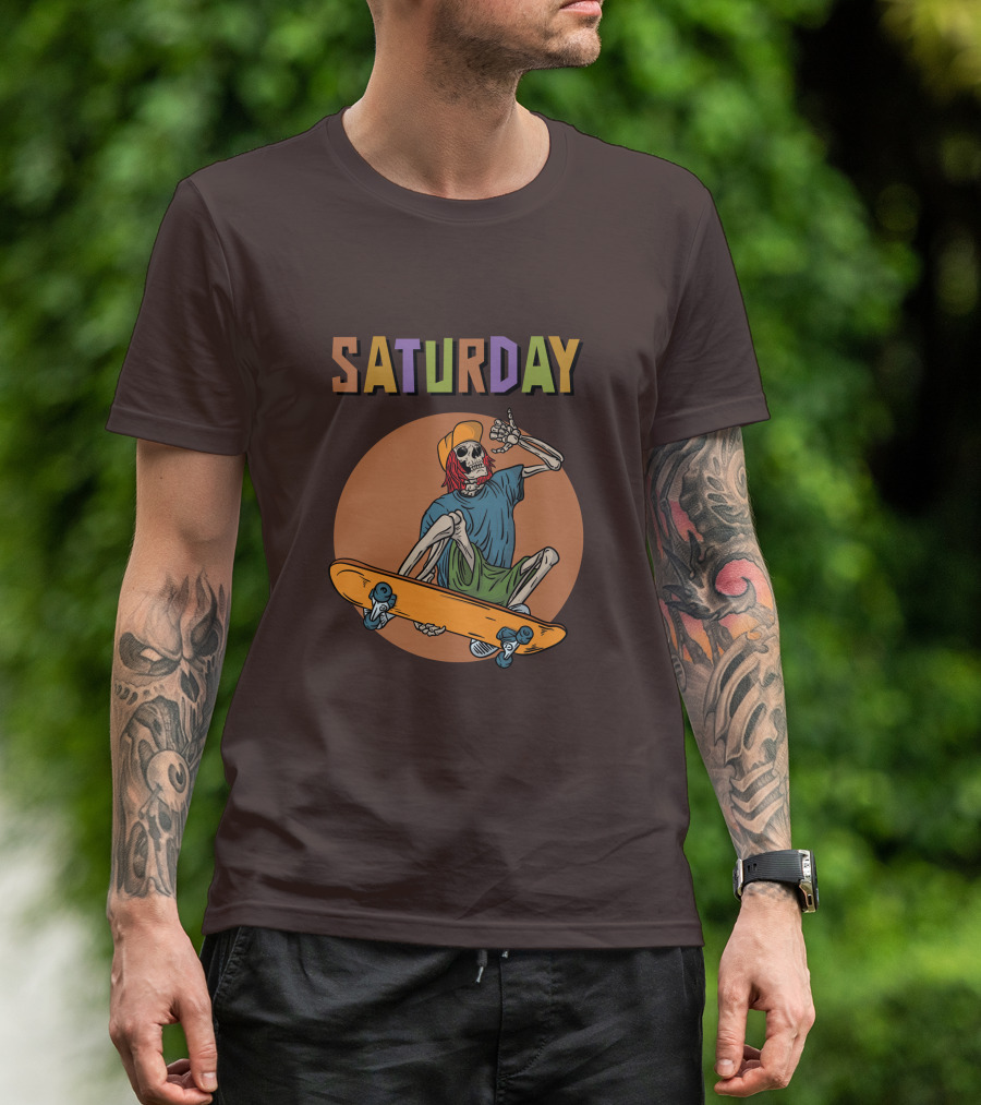 SATURDAY Skeleton Skateboarder Vibe T-Shirt