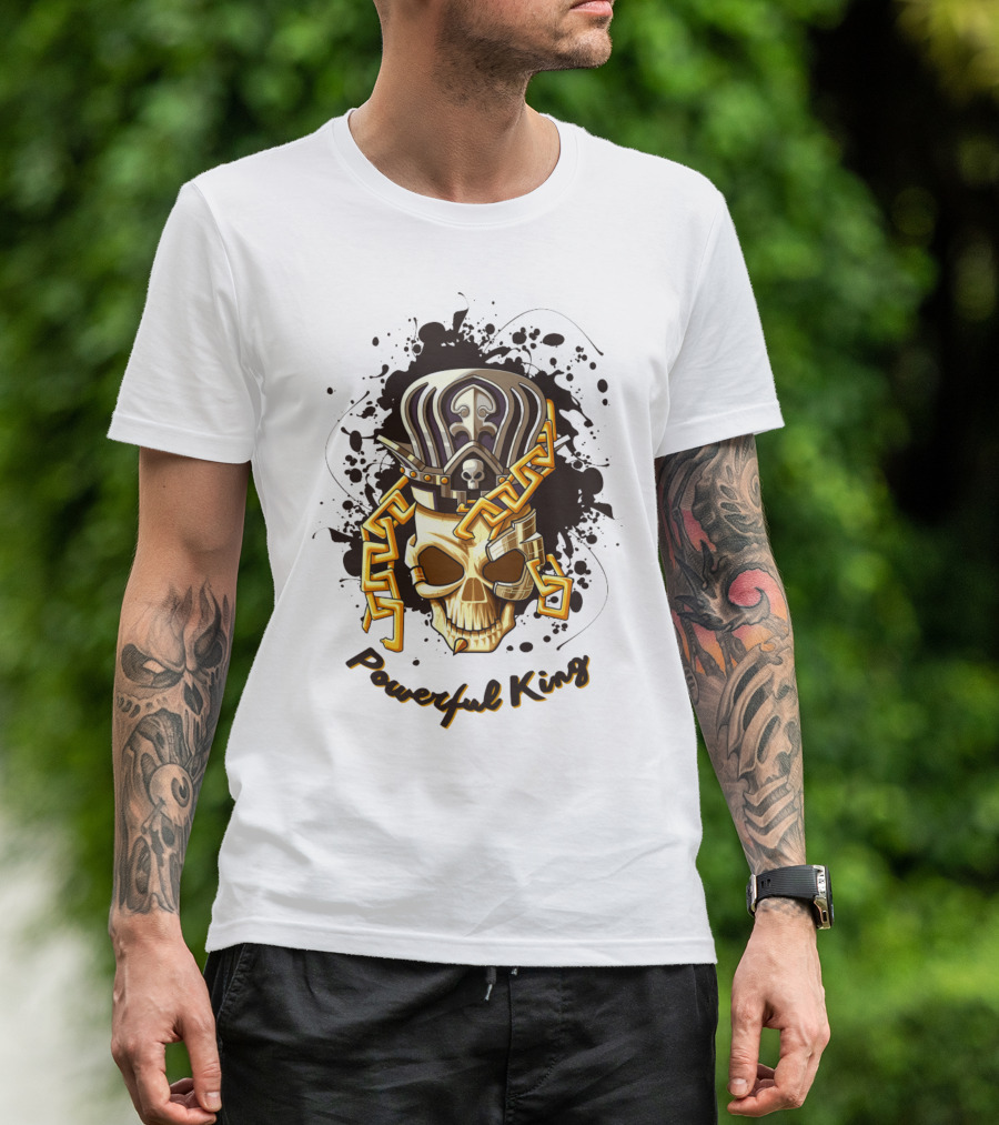 Powerful King Skull With Crown And Chains T-Shirt