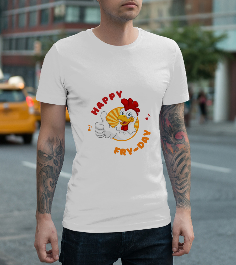HAPPY FRY-DAY Chicken Thumbs Up With Musical Notes T-Shirt