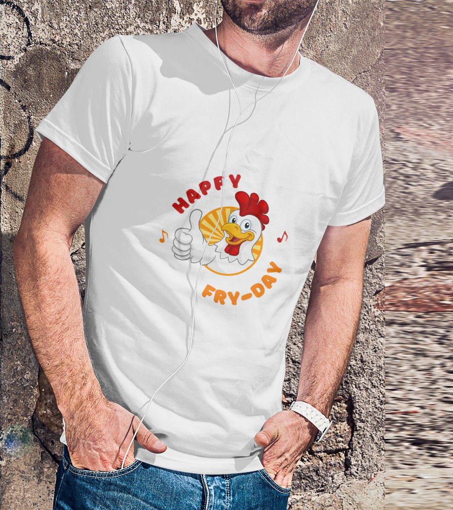 HAPPY FRY-DAY Chicken Thumbs Up With Musical Notes T-Shirt