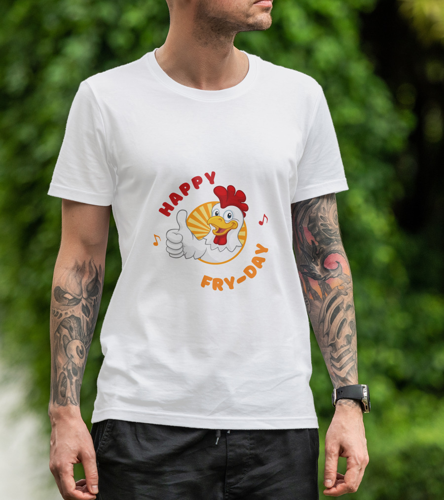 HAPPY FRY-DAY Chicken Thumbs Up With Musical Notes T-Shirt