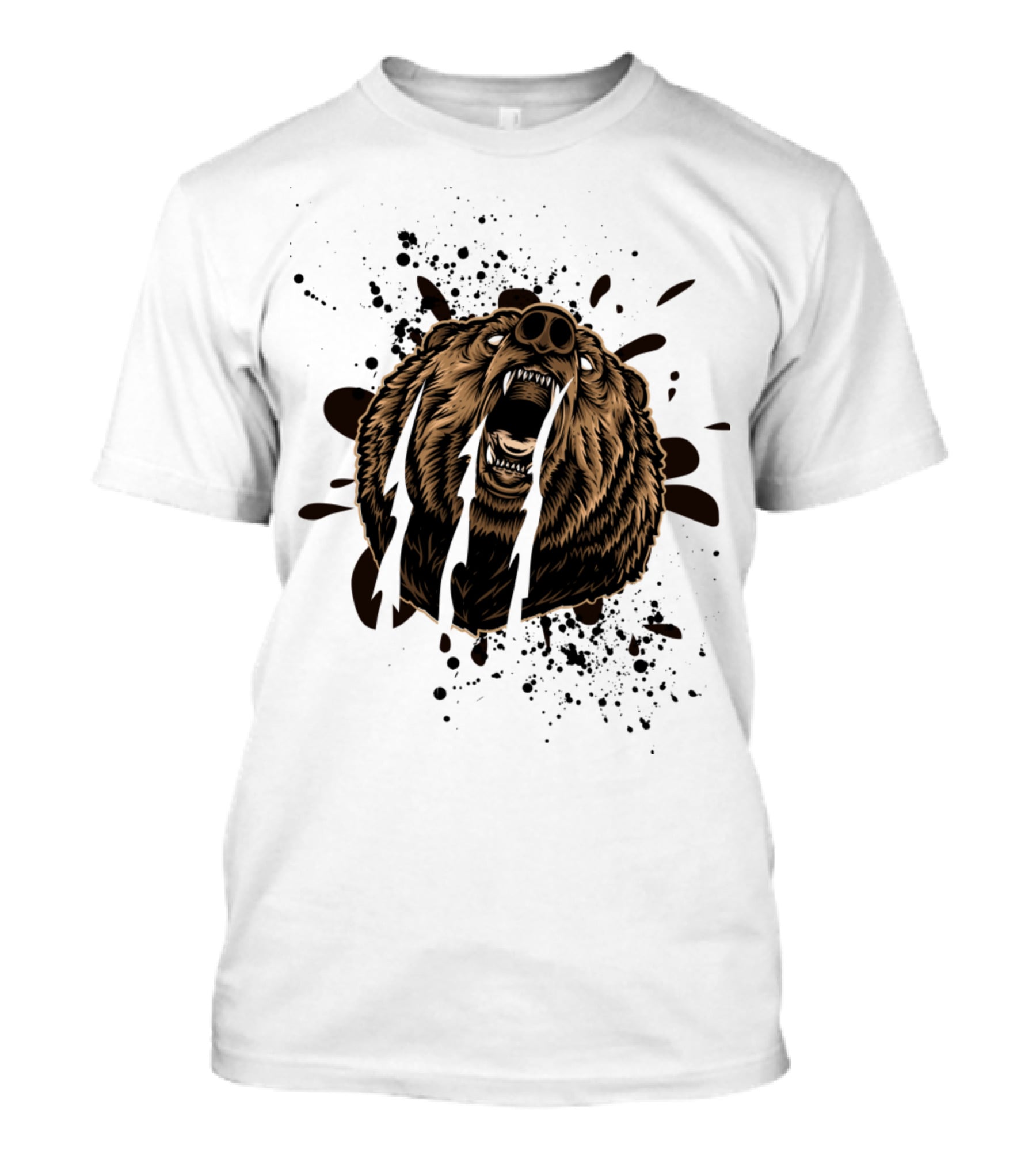 Roaring Bear With Splatter Effect And Claw Marks T-Shirt