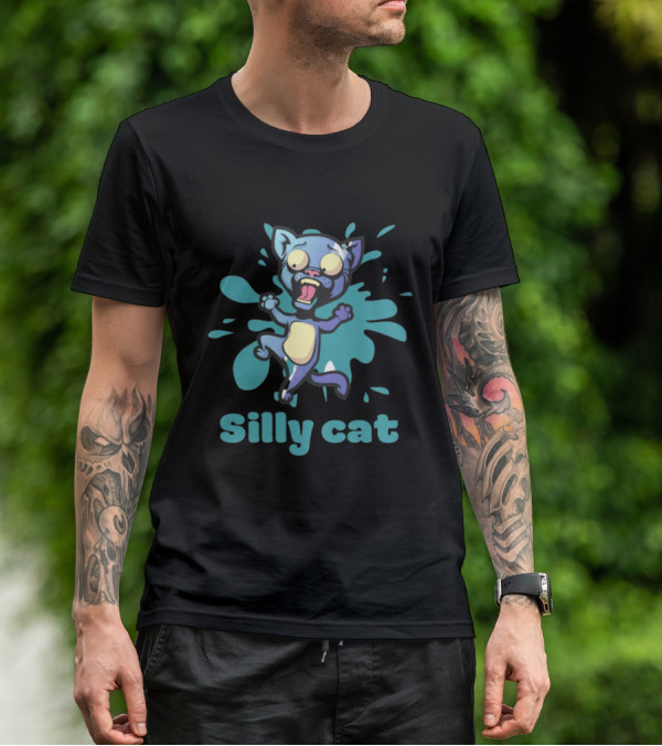 Playful Silly Cat With Cartoon Splash Effect T-Shirt