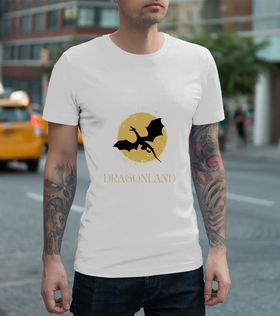 Dragonland Silhouette Against Moon T-Shirt