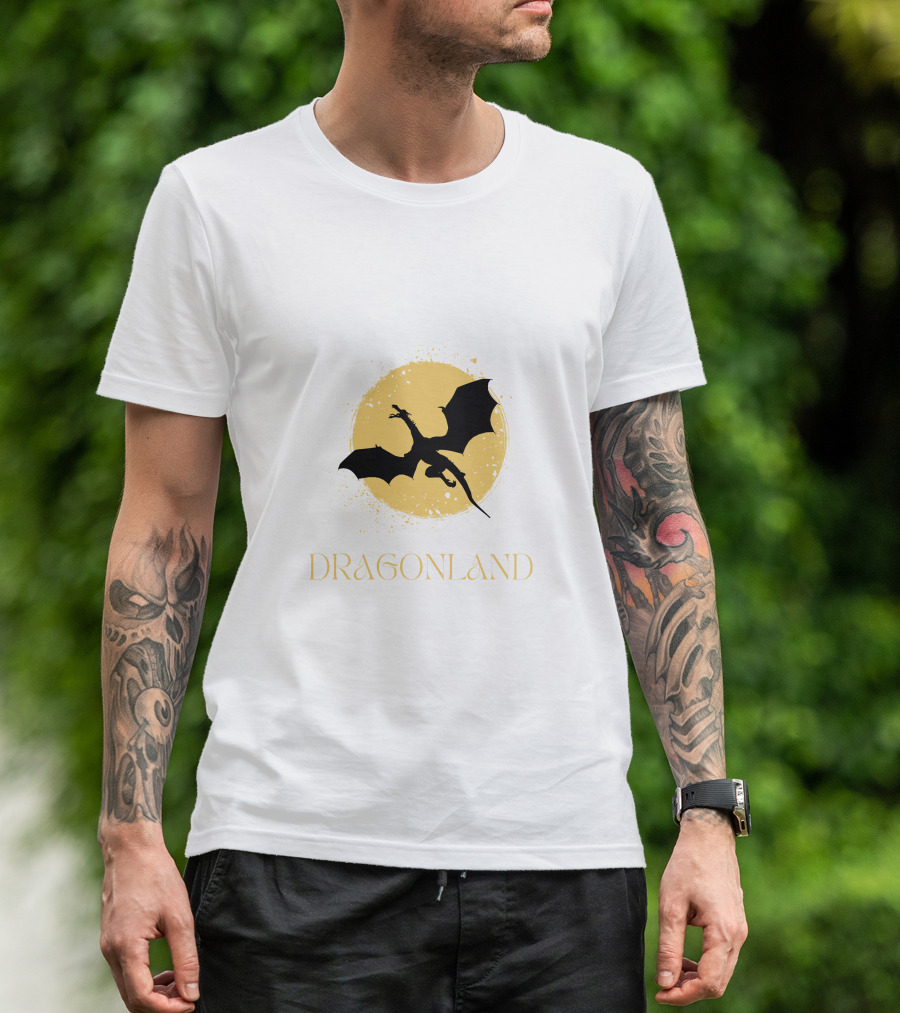 Dragonland Silhouette Against Moon T-Shirt