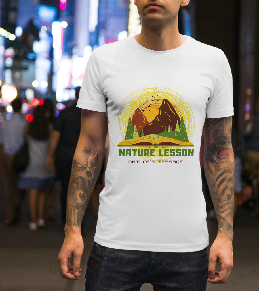 Nature Lesson Nature's Message Open Book With Mountains And Trees T-Shirt