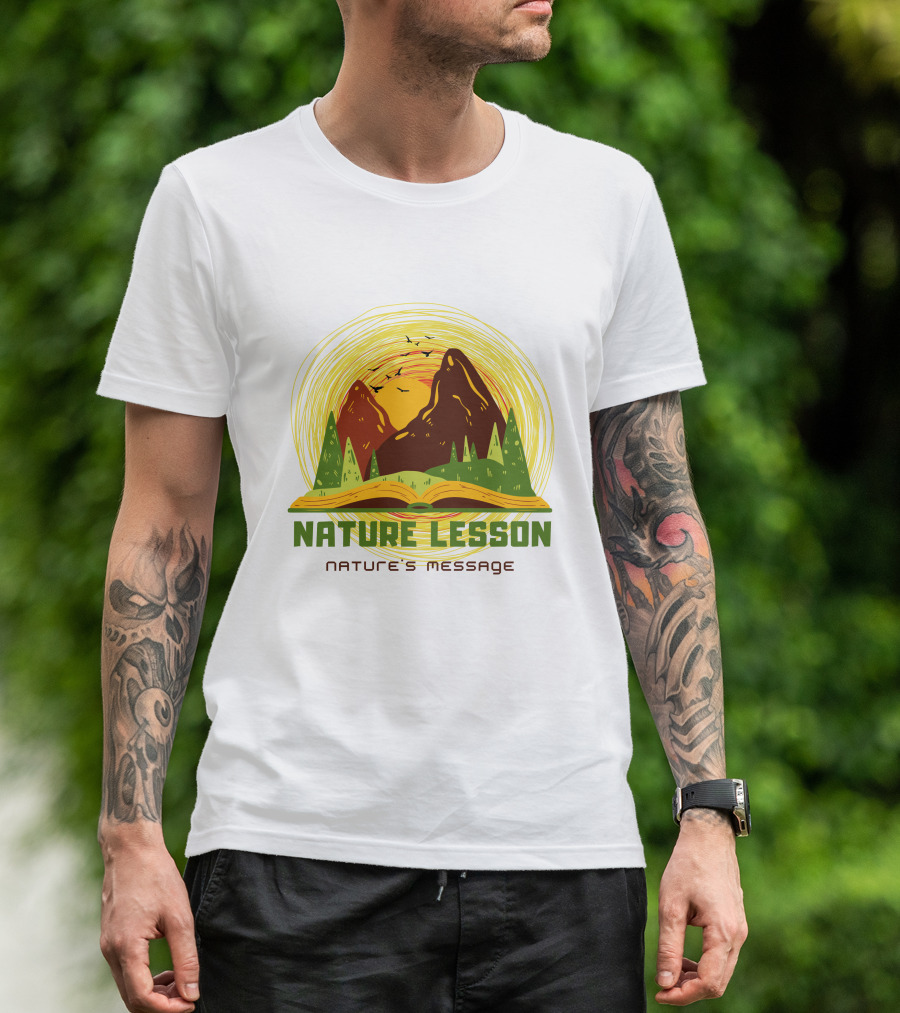 Nature Lesson Nature's Message Open Book With Mountains And Trees T-Shirt