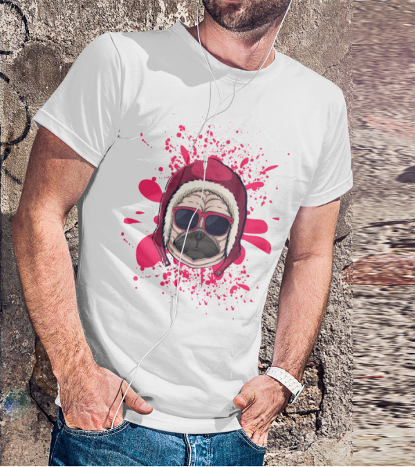 Pink Dog In Hood With Sunglasses T-Shirt