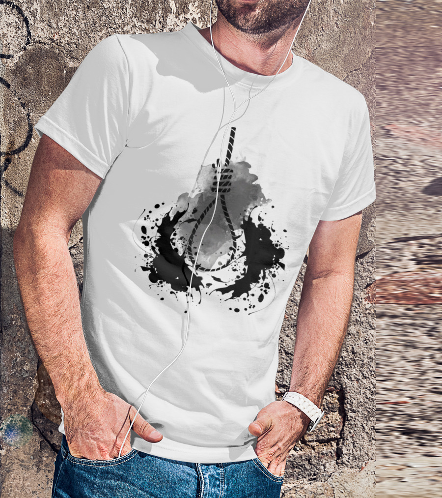Rope Black And White Abstract Ink Splatter T-Shirt