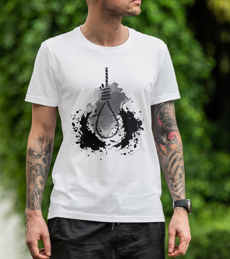 Rope Black And White Abstract Ink Splatter T-Shirt