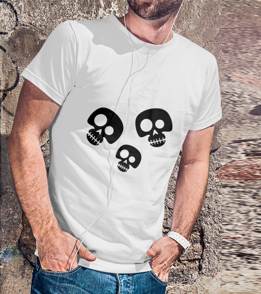 Skull Cute Trio Playful Black And White Skulls T-Shirt