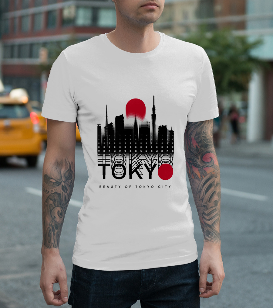 Tokyo Beauty of Tokyo City Skyline Red Sun T-Shirt