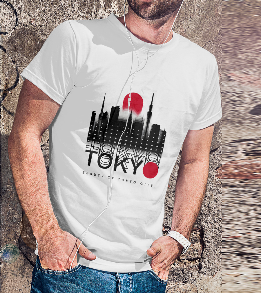 Tokyo Beauty Of Tokyo City Skyline Red Sun T-Shirt