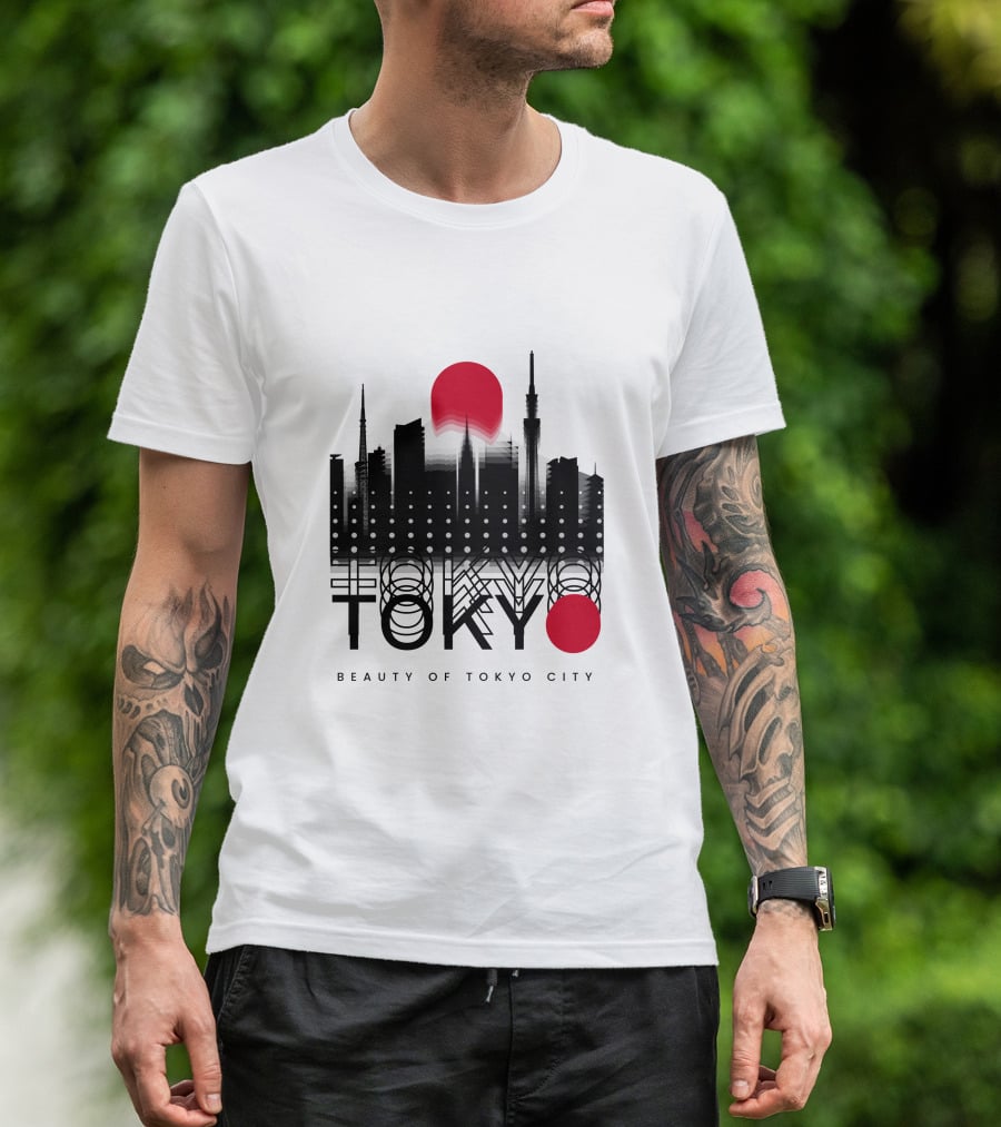 Tokyo Beauty Of Tokyo City Skyline Red Sun T-Shirt