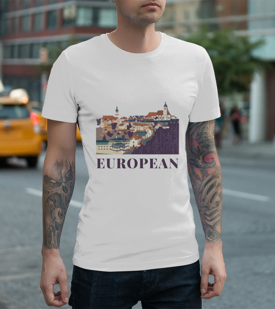 European Scenic Village Architecture Panorama T-Shirt