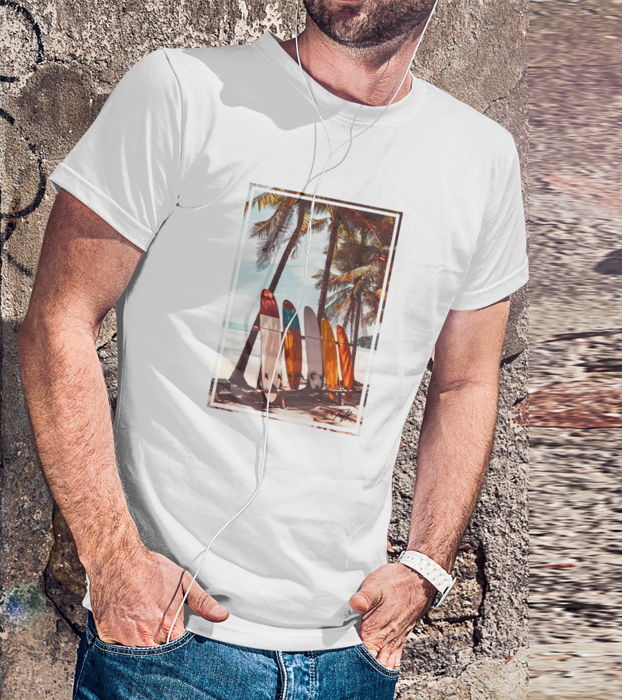 Tuff Surfboards Tropical Palm Beach Scene T-Shirt