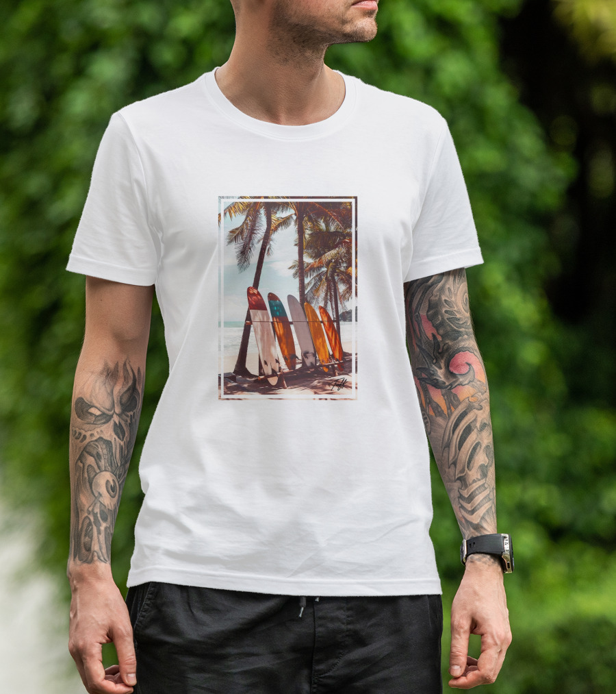 Tuff Surfboards Tropical Palm Beach Scene T-Shirt