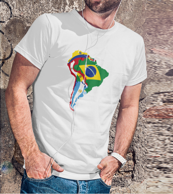 South America National Colorful Flag Map T-Shirt