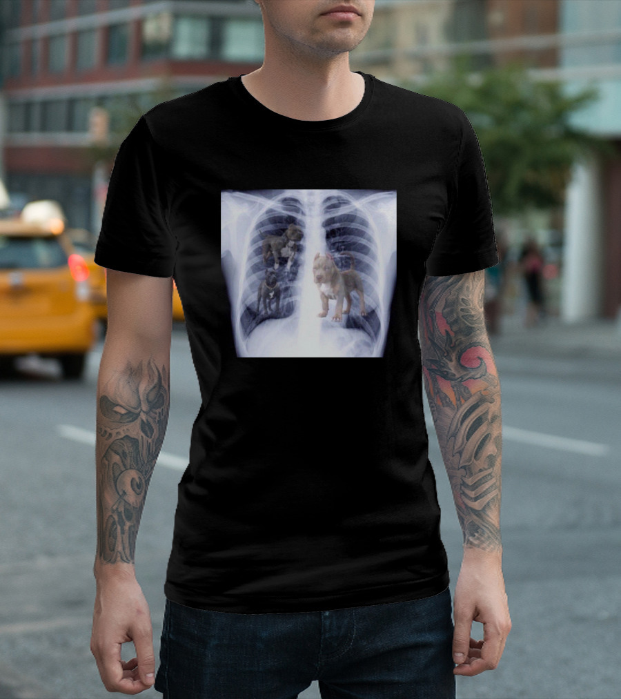 Jeremy Reaves XRay Dog Pitbulls in Chest Cavity T-Shirt
