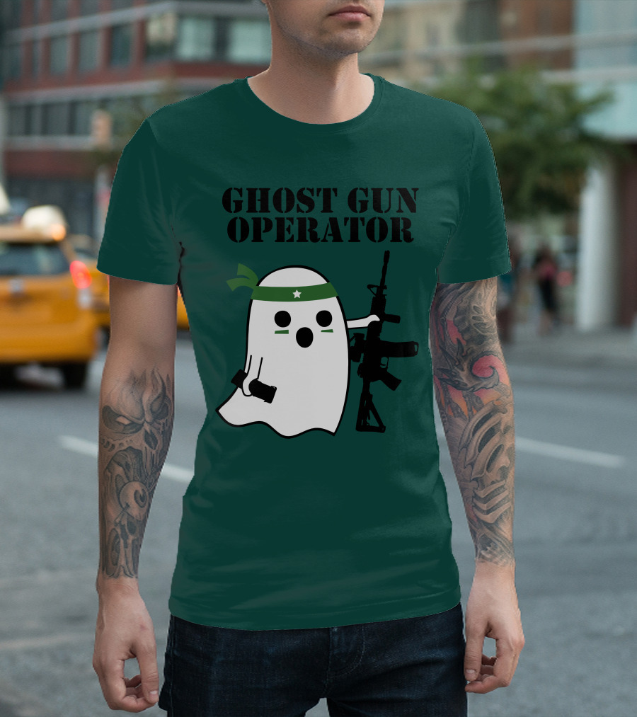 Ghost Gun Operator Ghost with Bandana and Rifle T-Shirt