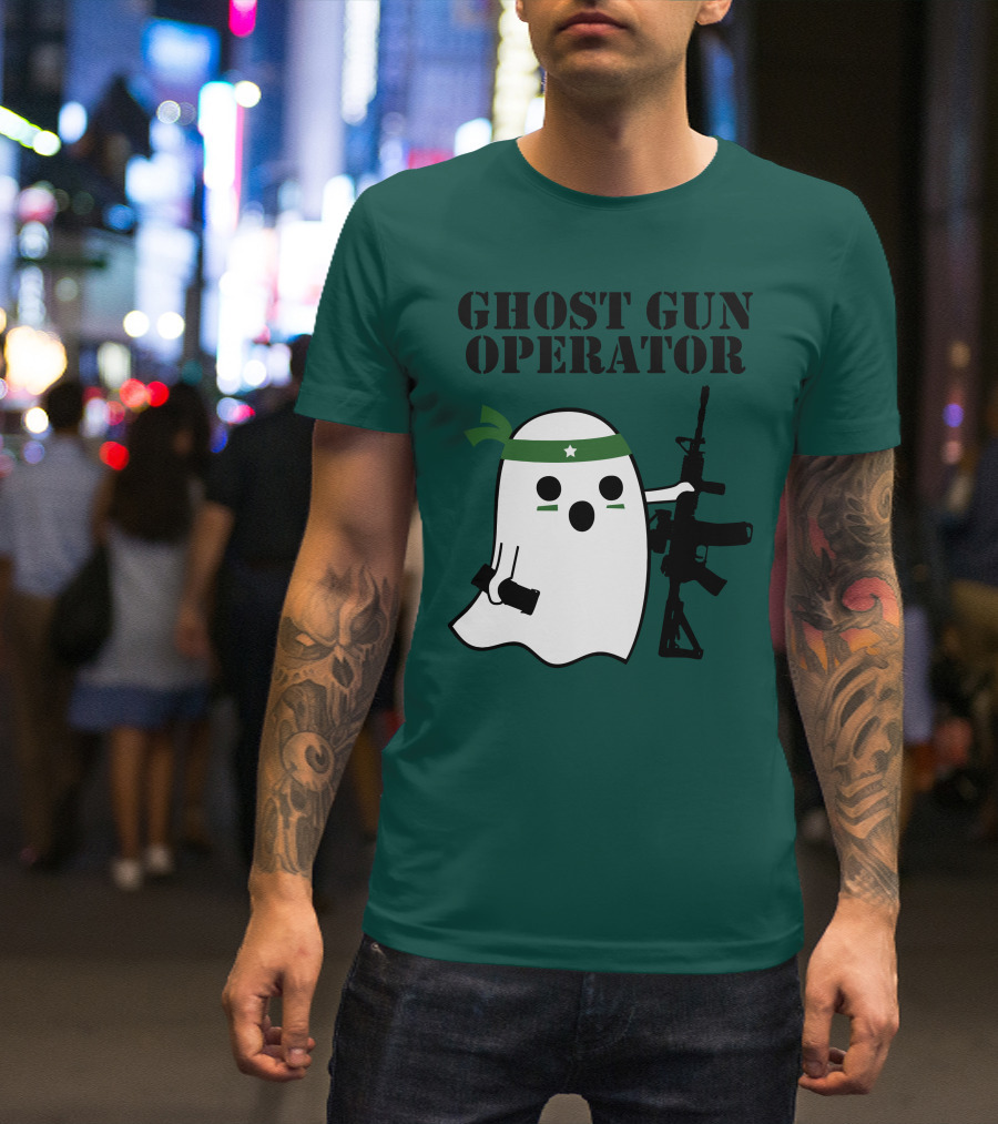 Ghost Gun Operator Ghost With Bandana And Rifle T-Shirt
