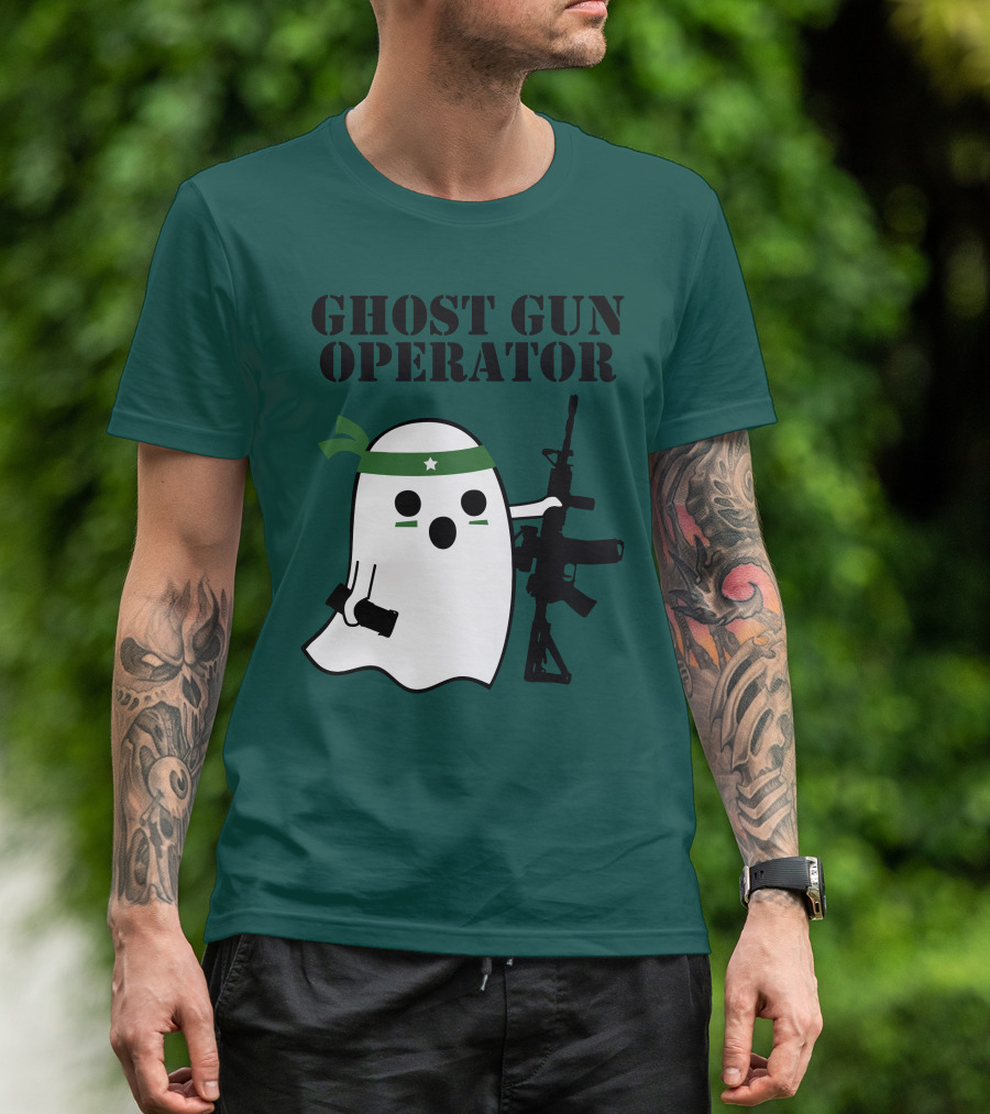 Ghost Gun Operator Ghost With Bandana And Rifle T-Shirt