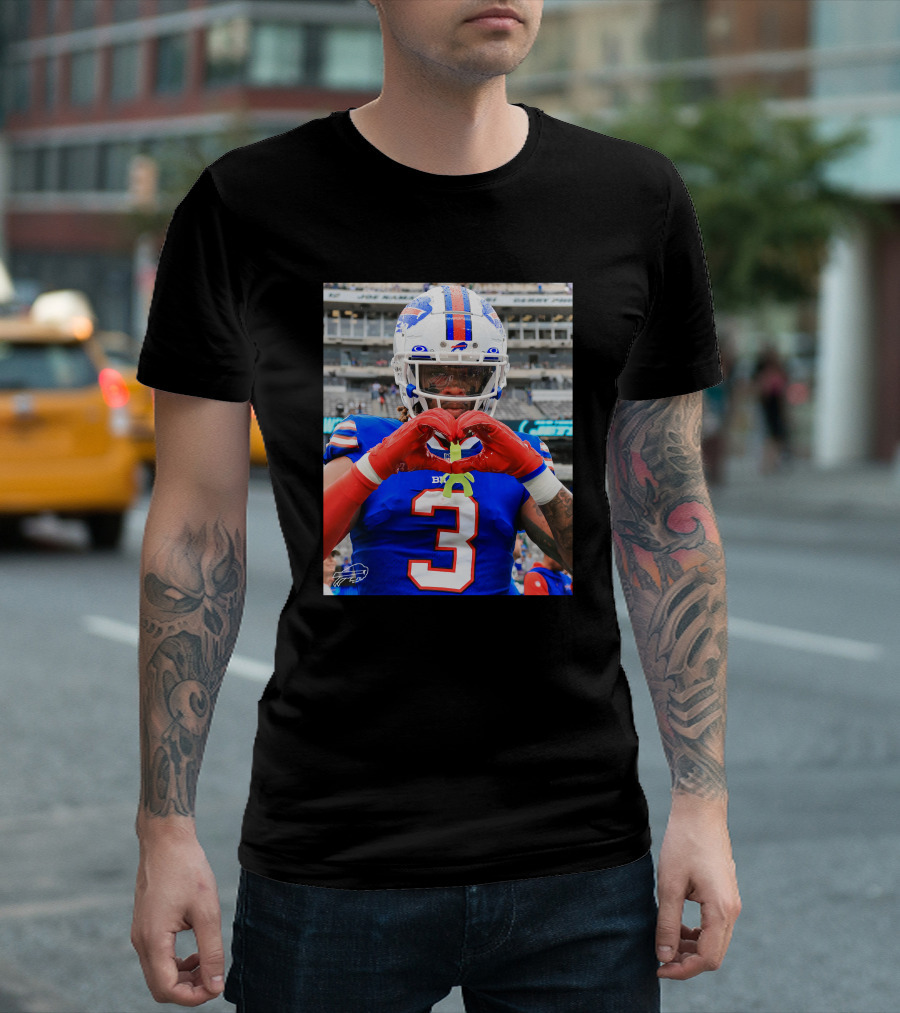 Damar Hamlin Number 3 Heart Gesture Buffalo Football Team T-Shirt