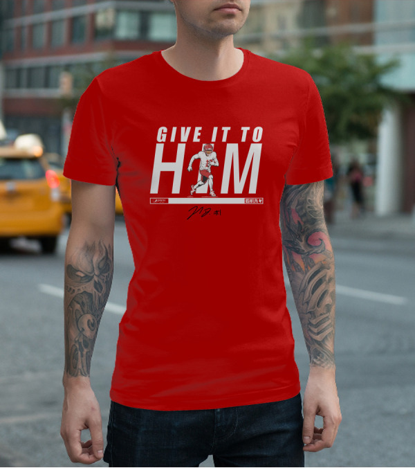 Give It To Him Football Player Signature 10 Red And White T-Shirt