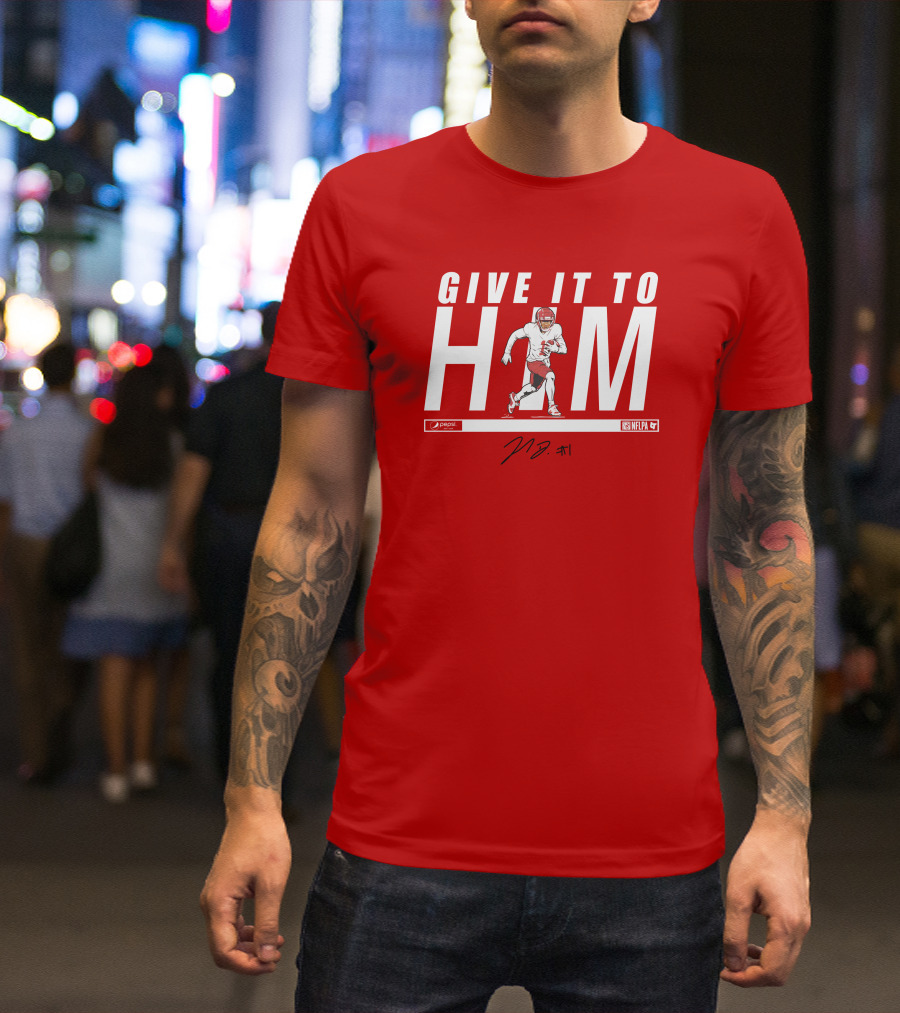 Give It To Him Football Player Signature 10 Red And White T-Shirt