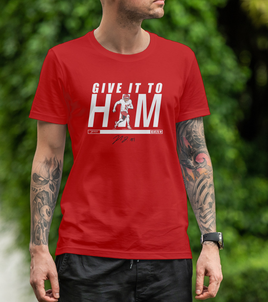 Give It To Him Football Player Signature 10 Red And White T-Shirt
