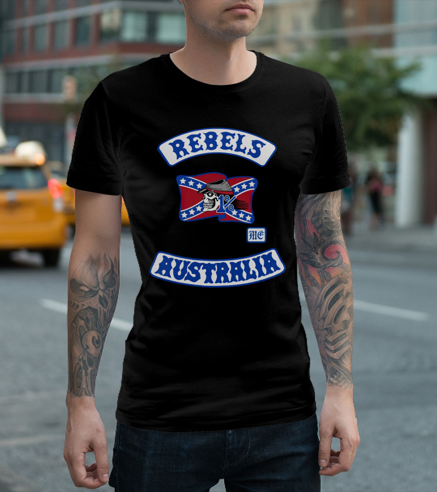 Rebels MC 1% Skull Australia Motorcycle Club Patch T-Shirt
