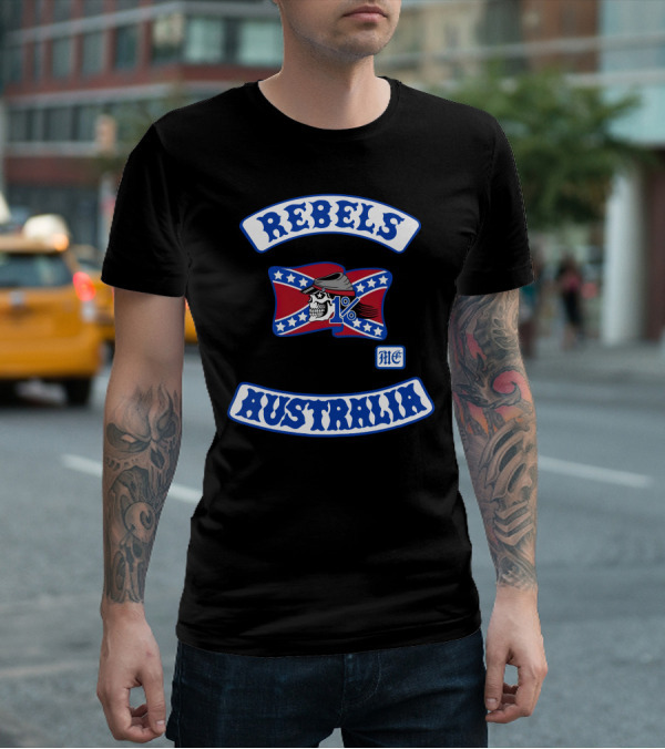 Rebels MC 1% Skull Australia Motorcycle Club Patch T-Shirt