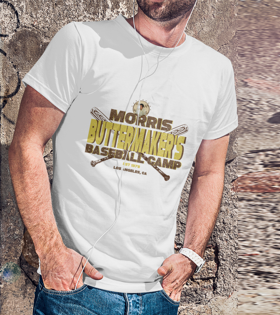 Morris Buttermaker's Baseball Camp Est 1978 Los Angeles CA Vintage Bat T-Shirt