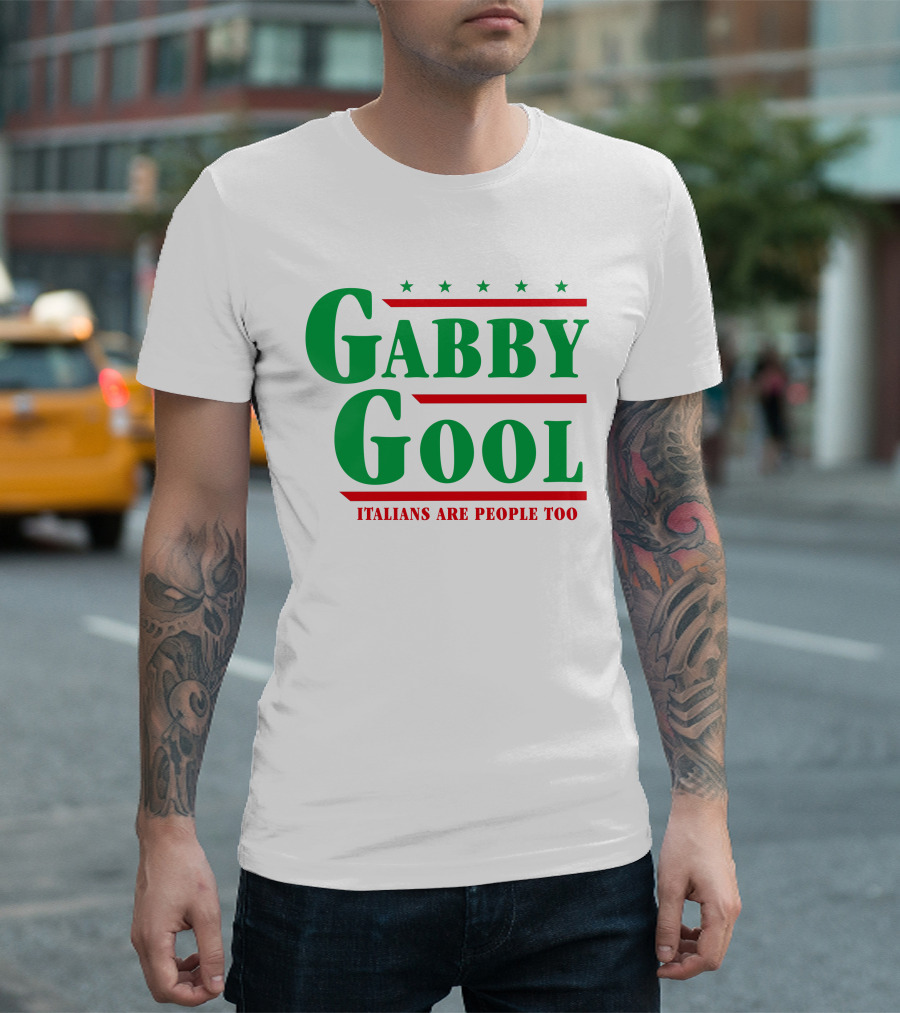 Gabby Gool Italians Are People Too Green Red Stars T-Shirt