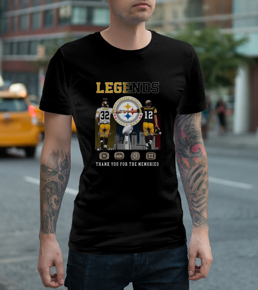 Pittsburgh Steelers Legends Harris Bradshaw Thank You for the Memories Super Bowl Rings T-Shirt