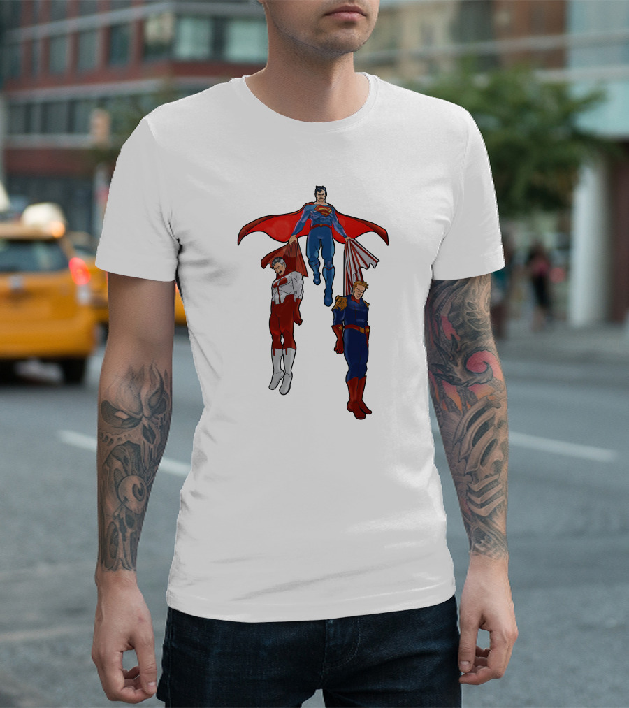 Batman Superman Vs Omni-Man And Homelander Comic Icons Showdown T-Shirt